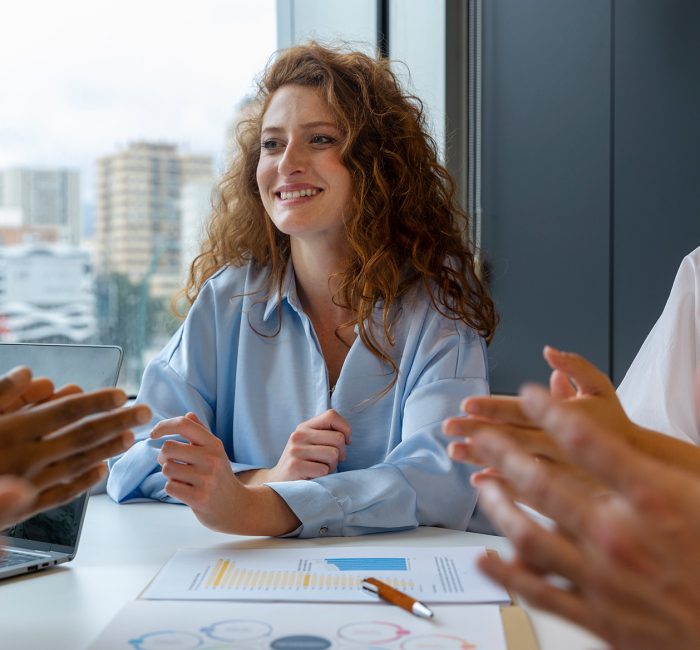 Person Expressing Appreciation Their Workmates Downscale